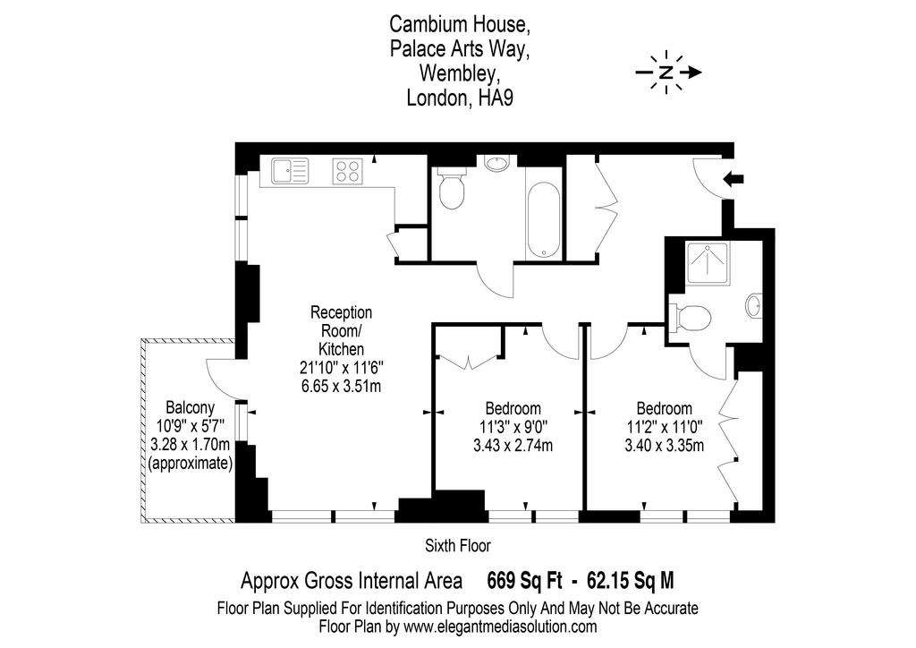 2 bedroom flat to rent - floorplan