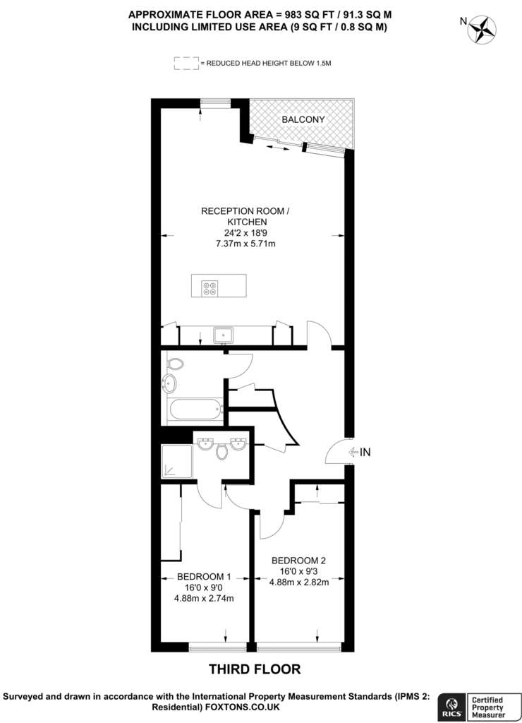 2 bedroom flat to rent - floorplan