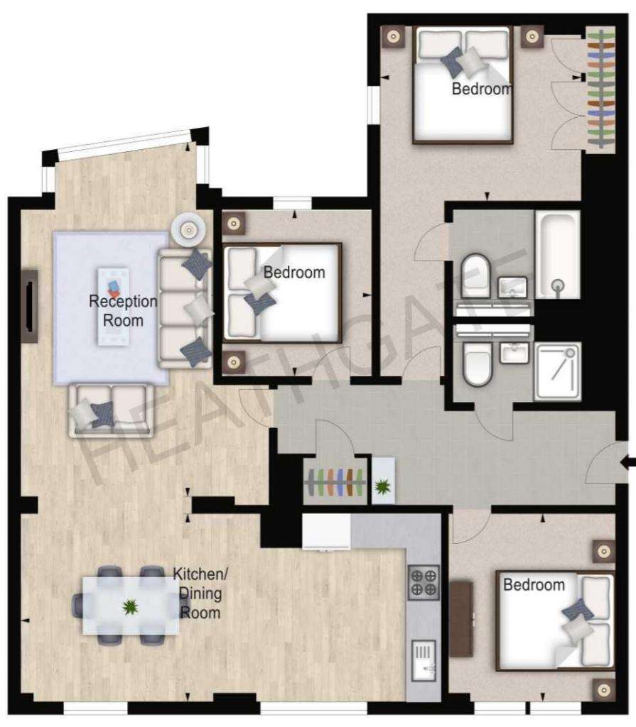 3 bedroom flat to rent - floorplan