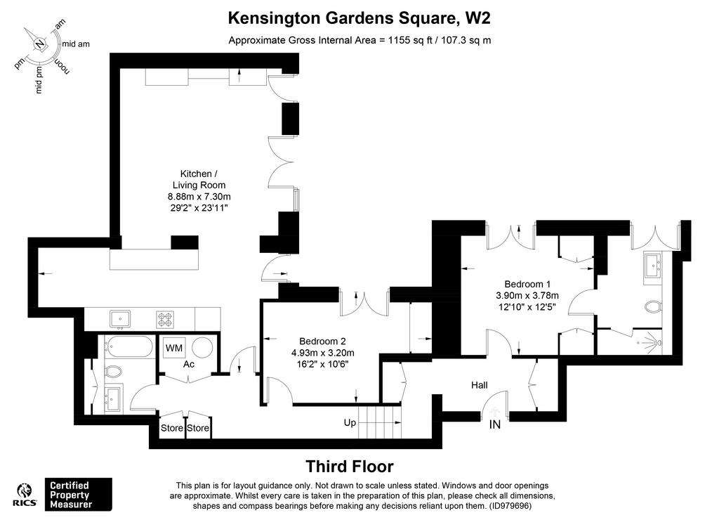 2 bedroom flat to rent - floorplan