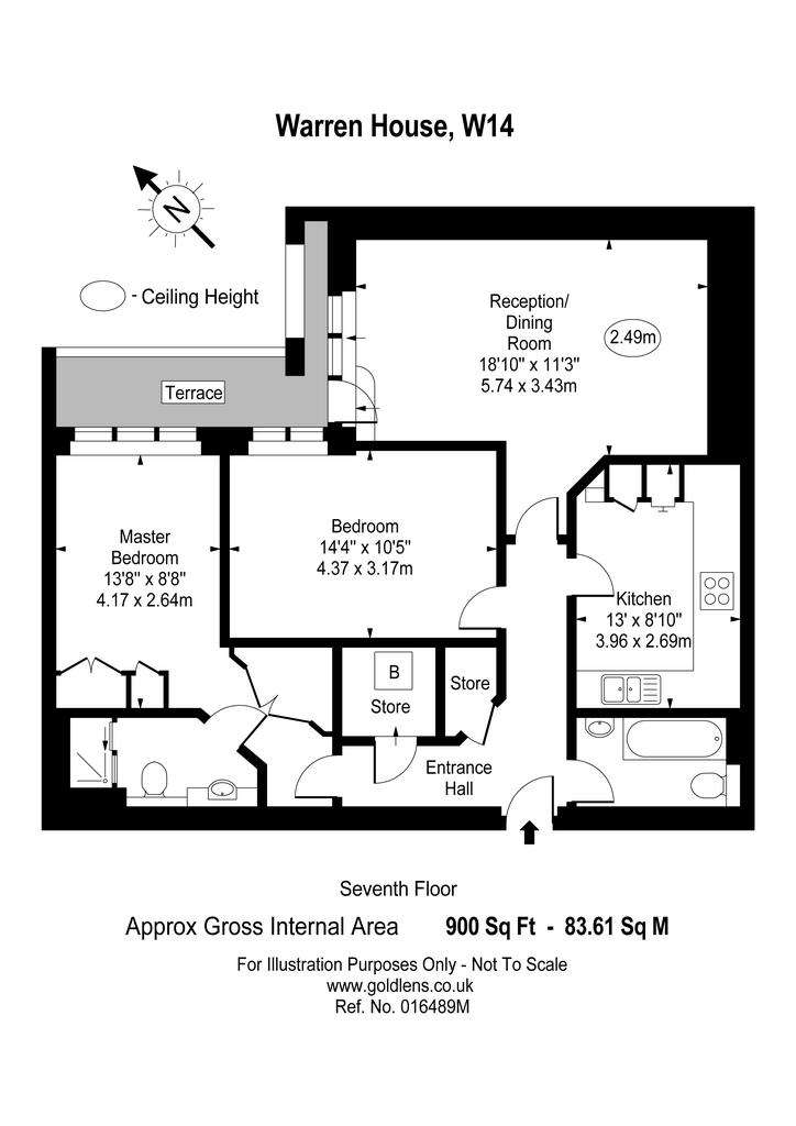 2 bedroom flat to rent - floorplan