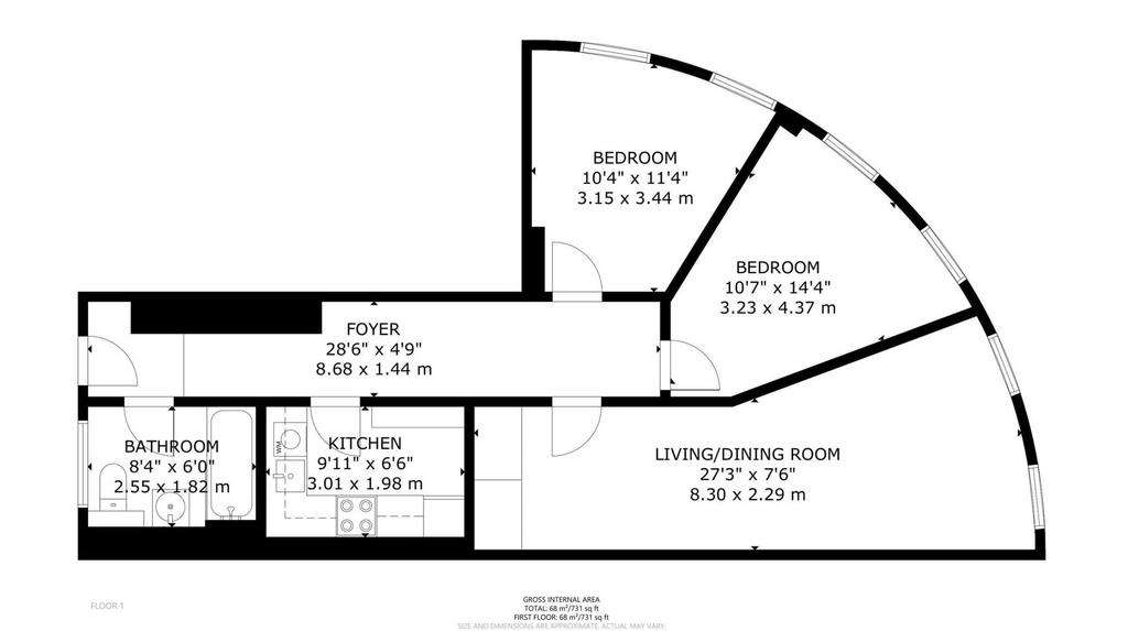 2 bedroom flat to rent - floorplan