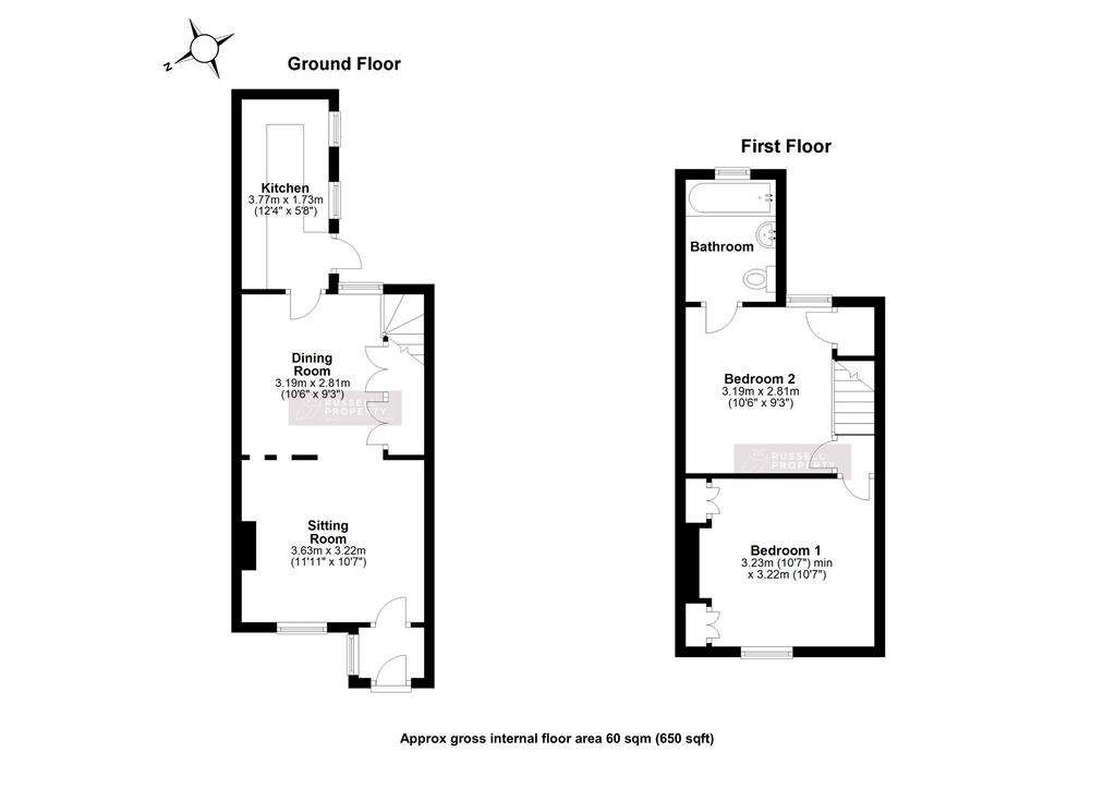 2 bedroom terraced house for sale - floorplan