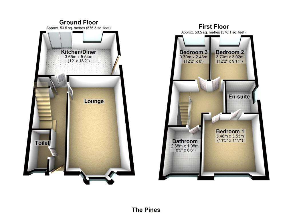 3 bedroom semi-detached house to rent - floorplan