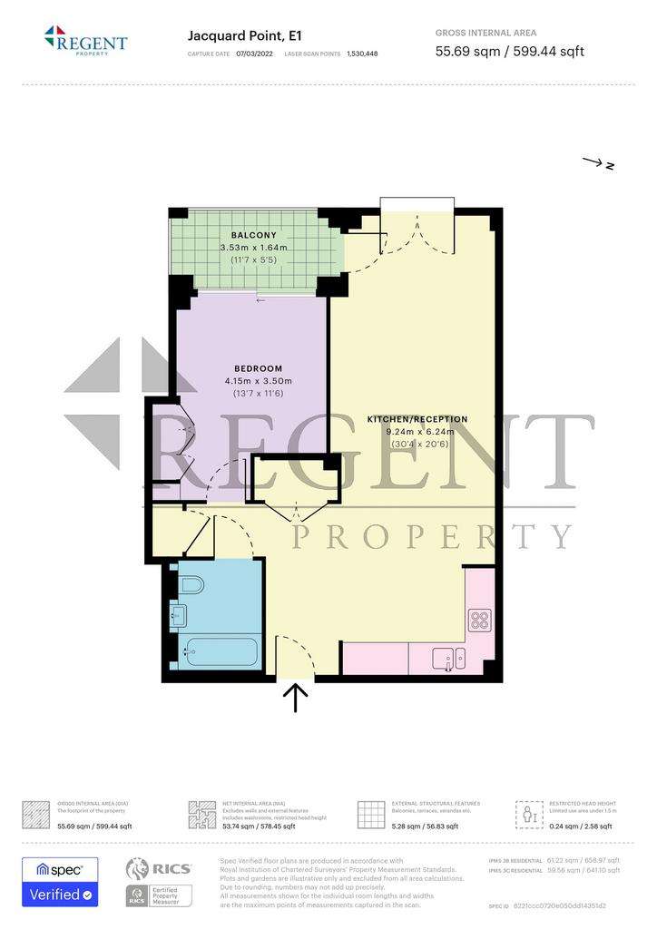 1 bedroom flat to rent - floorplan