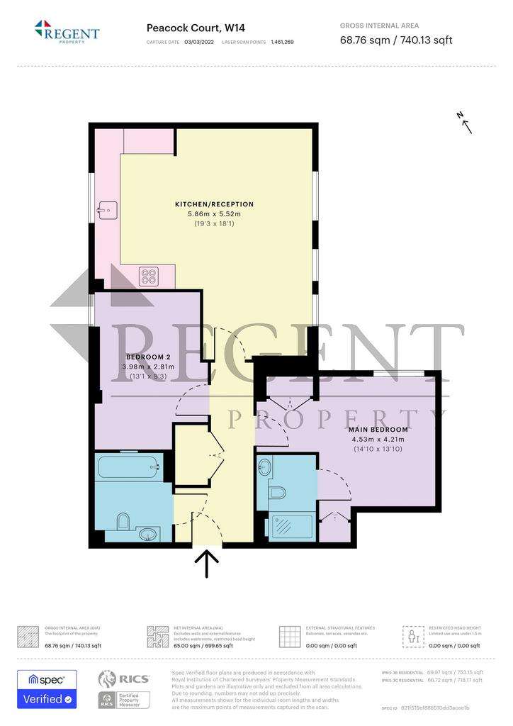 2 bedroom flat to rent - floorplan