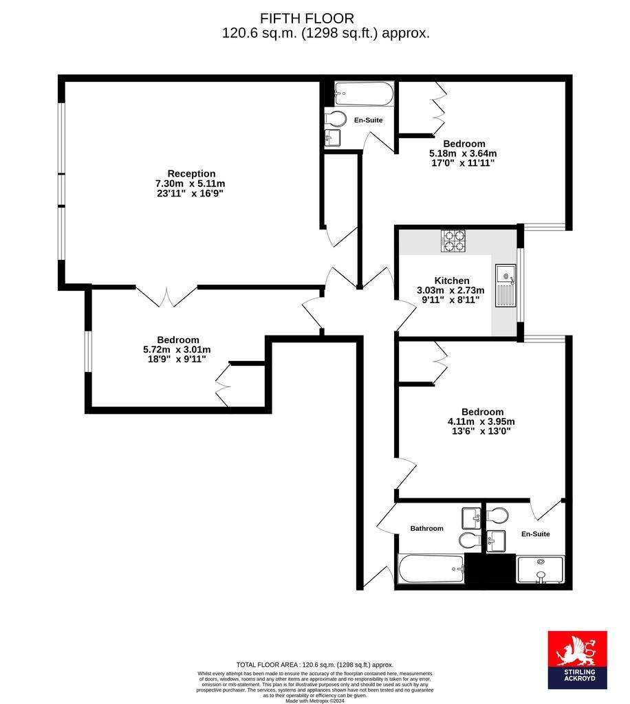 3 bedroom flat to rent - floorplan