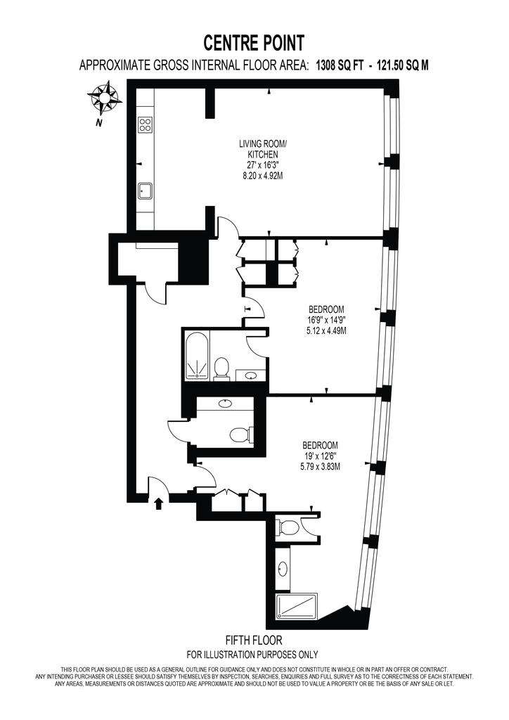 2 bedroom flat to rent - floorplan