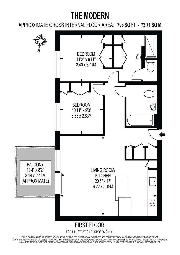 2 bedroom flat to rent - floorplan