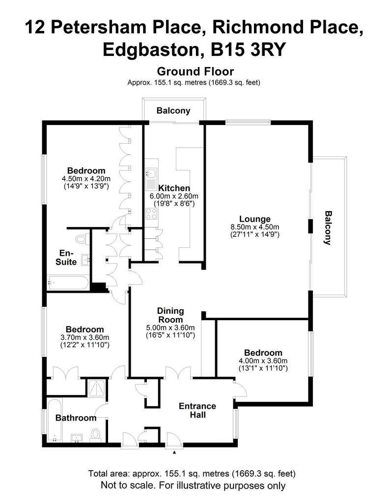 3 bedroom flat to rent - floorplan