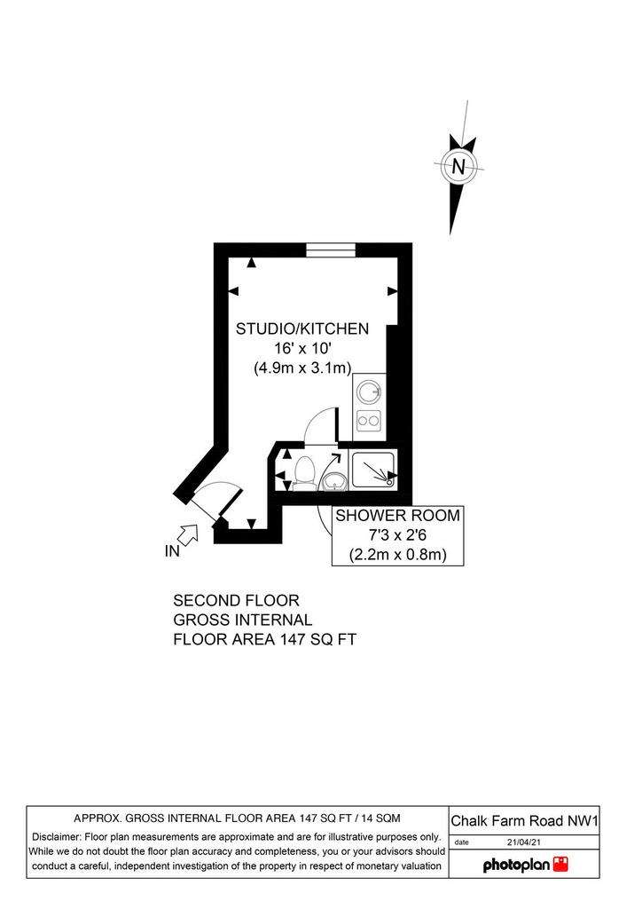 Studio flat to rent - floorplan