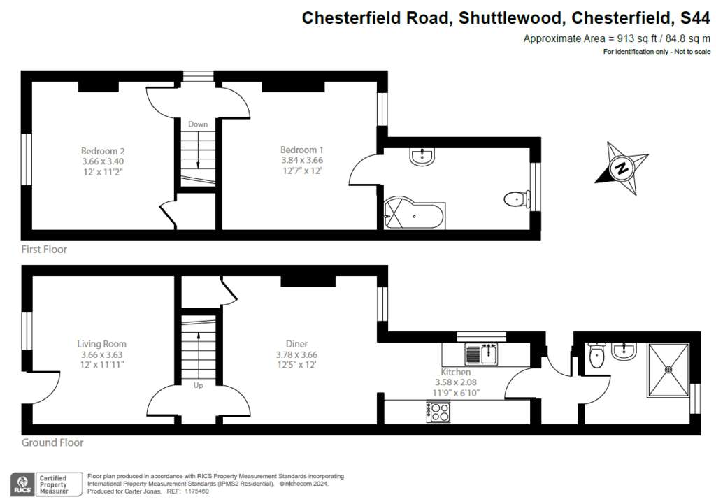 2 bedroom terraced house to rent - floorplan