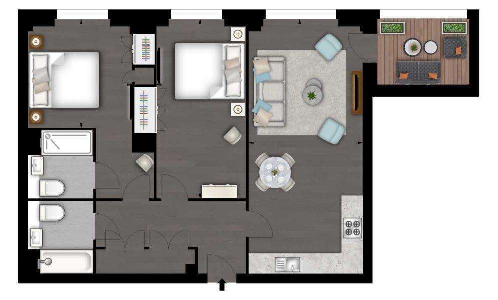 2 bedroom flat to rent - floorplan