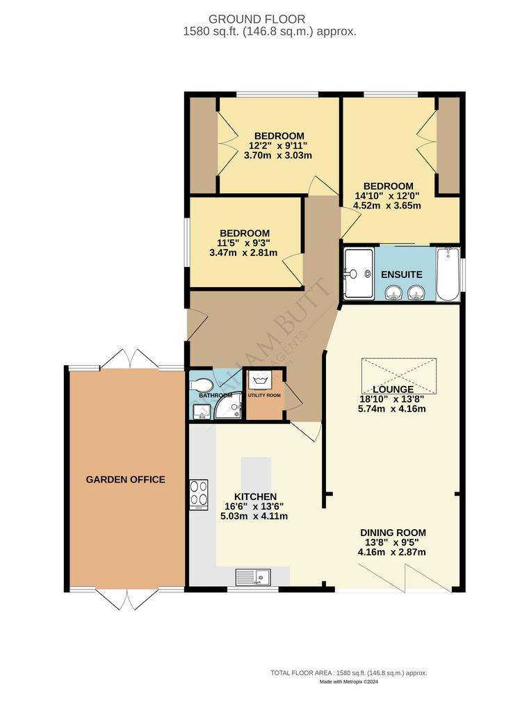 3 bedroom bungalow for sale - floorplan