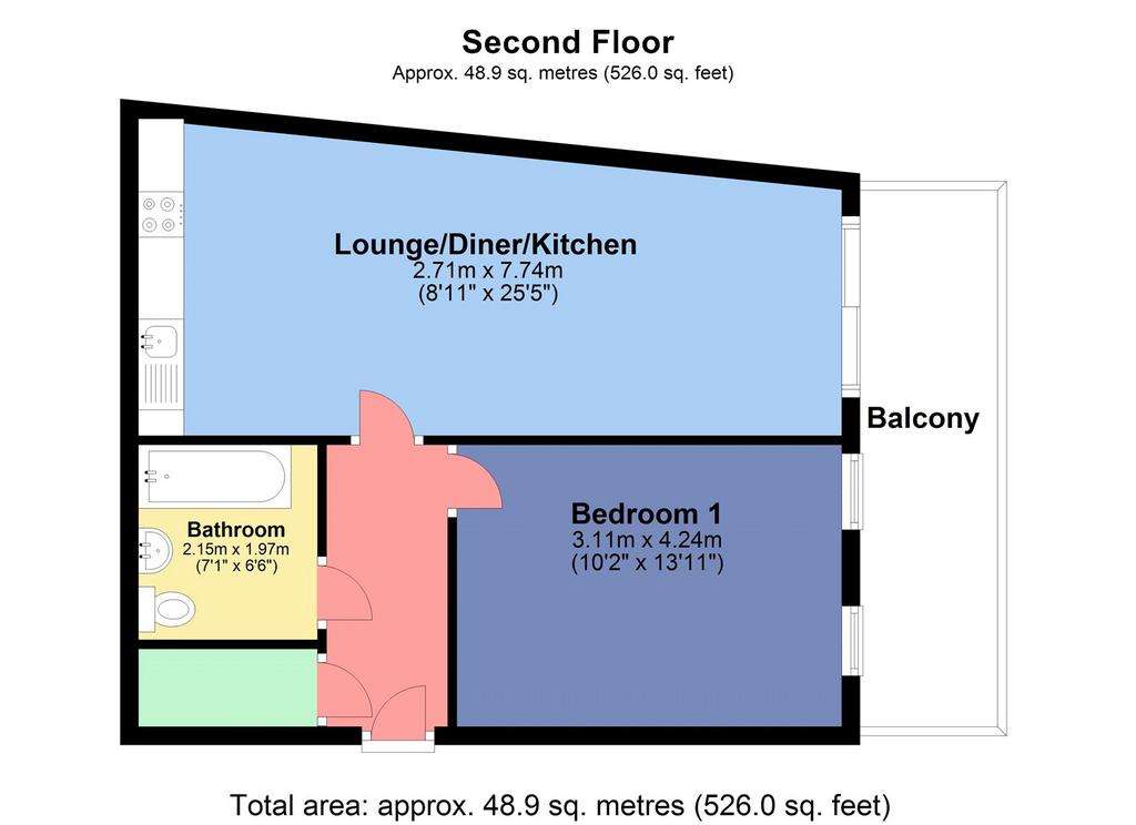 1 bedroom flat to rent - floorplan