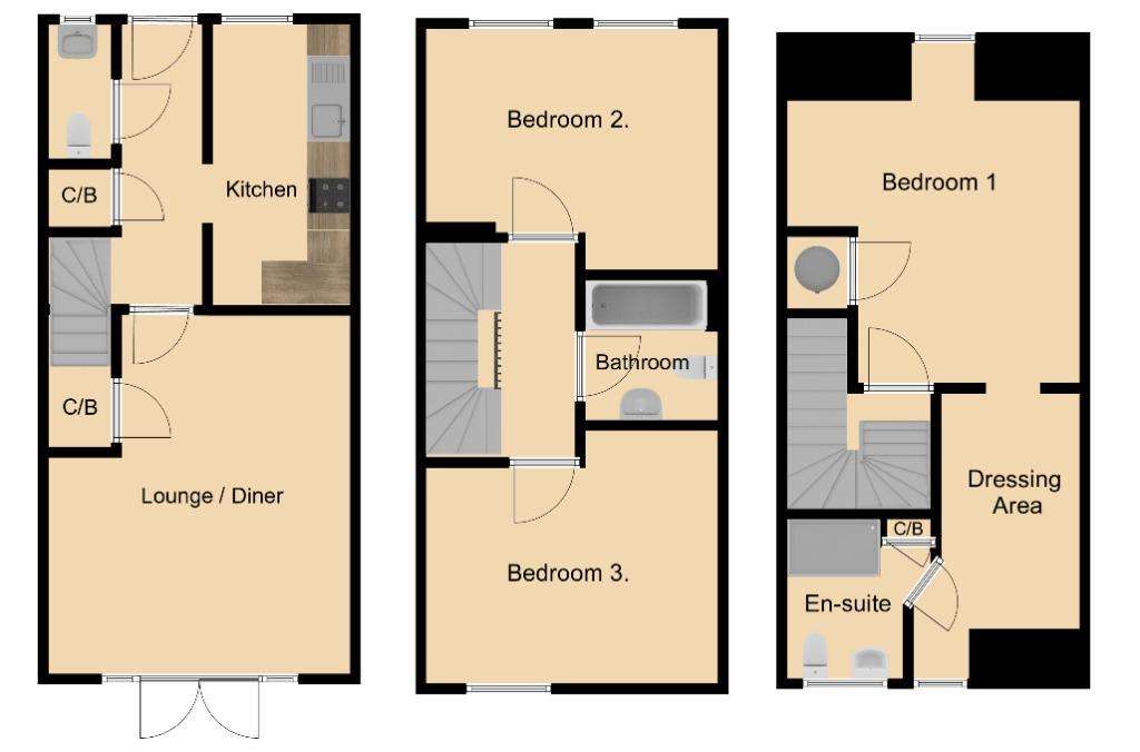 3 bedroom semi-detached house to rent - floorplan