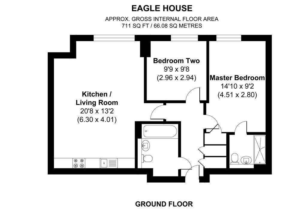 2 bedroom flat to rent - floorplan