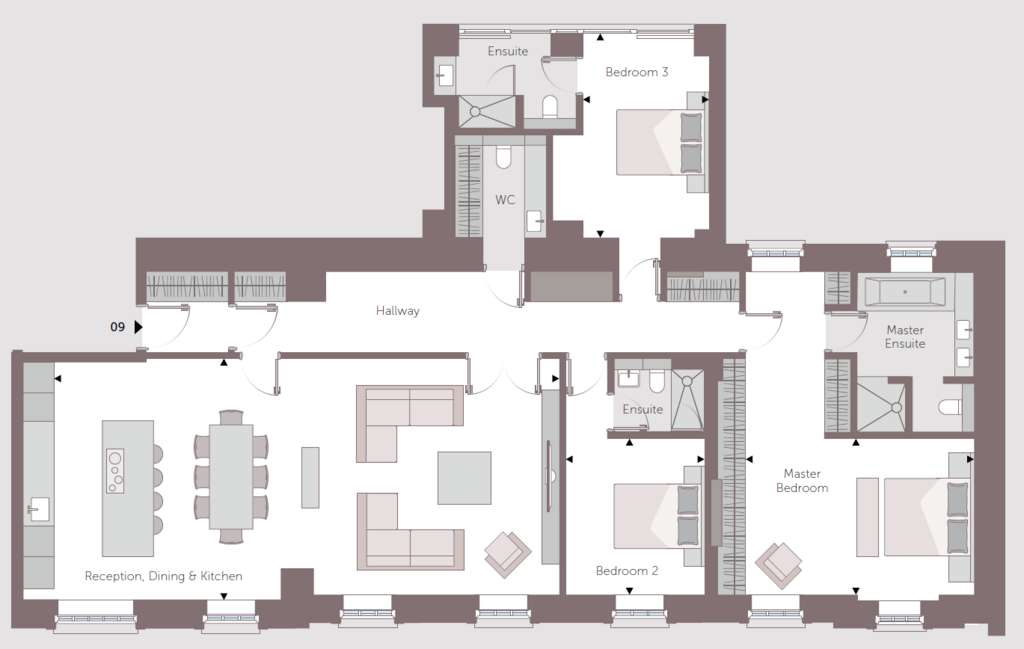 3 bedroom flat for sale - floorplan