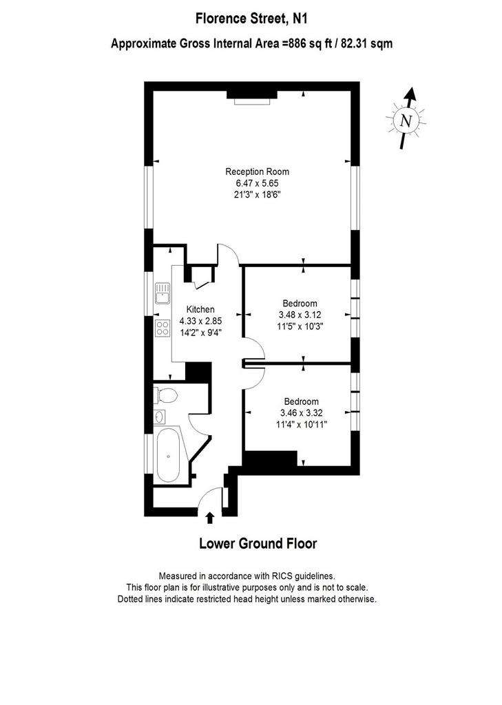 2 bedroom flat to rent - floorplan