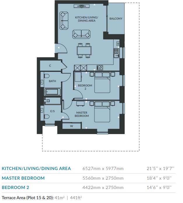 2 bedroom flat to rent - floorplan