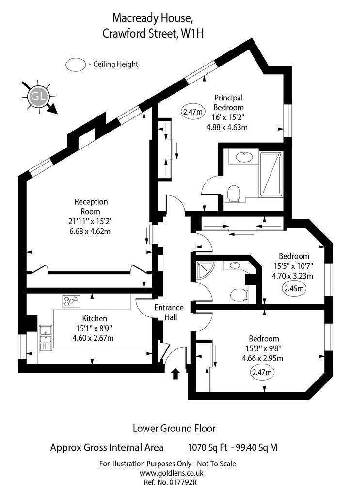 3 bedroom flat to rent - floorplan