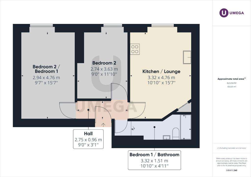 2 bedroom flat to rent - floorplan