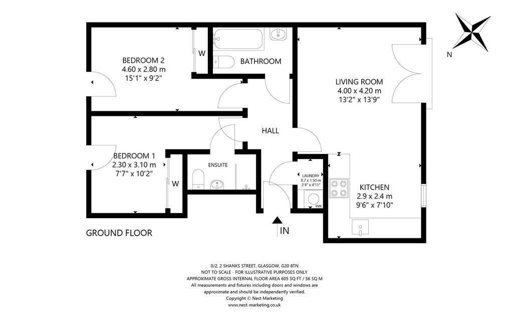 2 bedroom flat to rent - floorplan