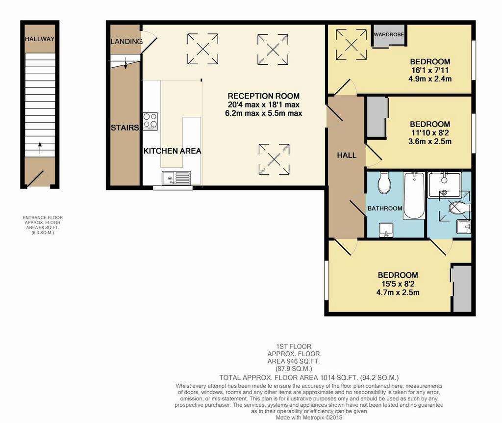 3 bedroom flat to rent - floorplan