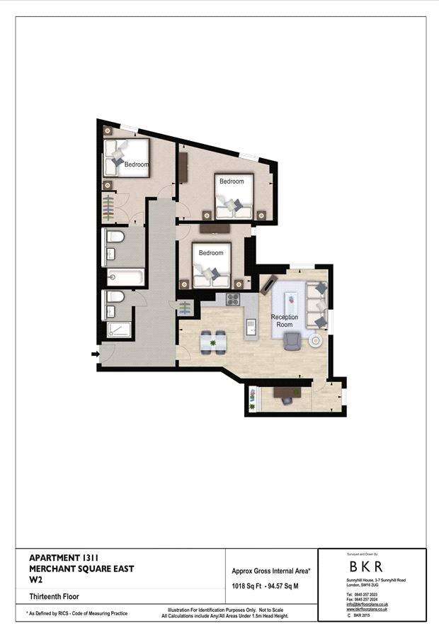 3 bedroom flat to rent - floorplan