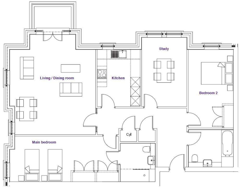 3 bedroom retirement property for sale - floorplan
