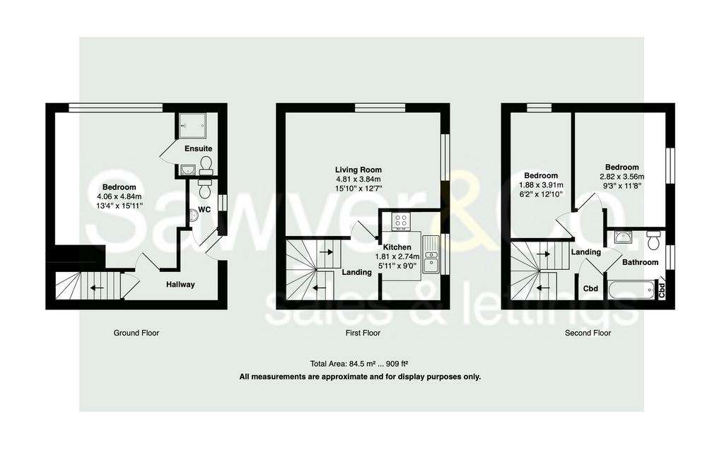 3 bedroom end of terrace house to rent - floorplan