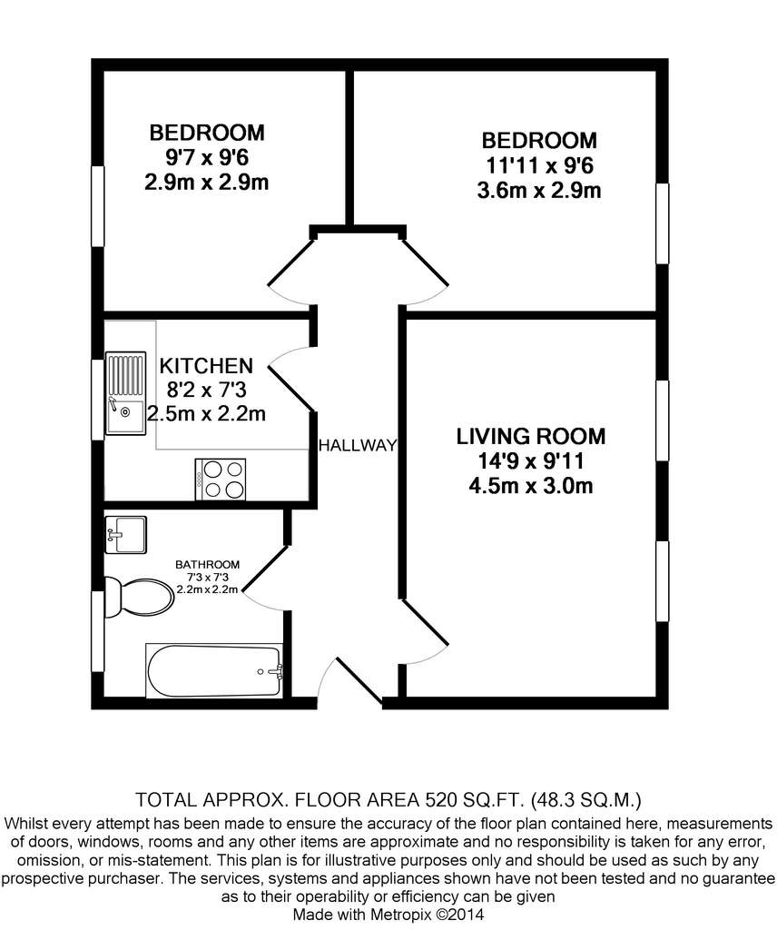 2 bedroom flat to rent - floorplan