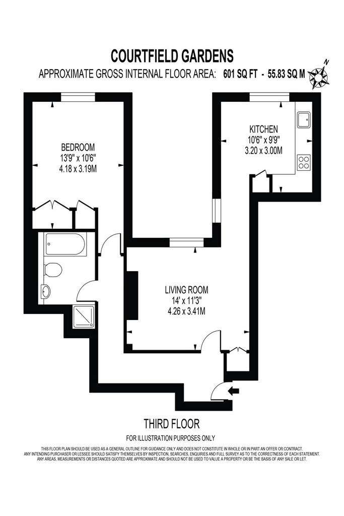 1 bedroom flat to rent - floorplan