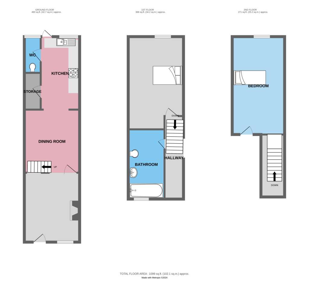 2 bedroom terraced house to rent - floorplan