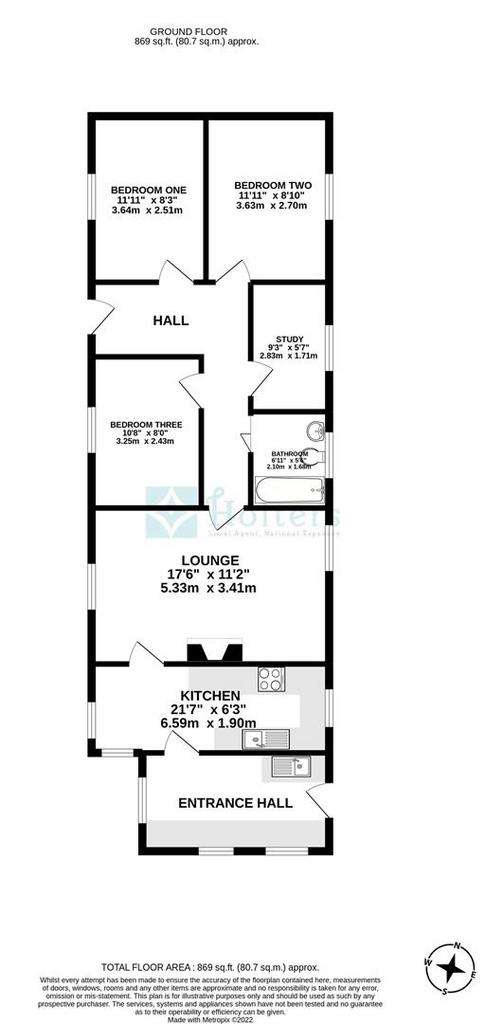 3 bedroom detached bungalow for sale - floorplan