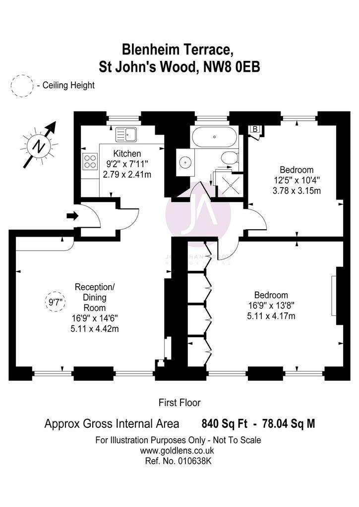 2 bedroom flat to rent - floorplan