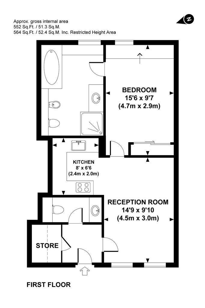 1 bedroom flat to rent - floorplan