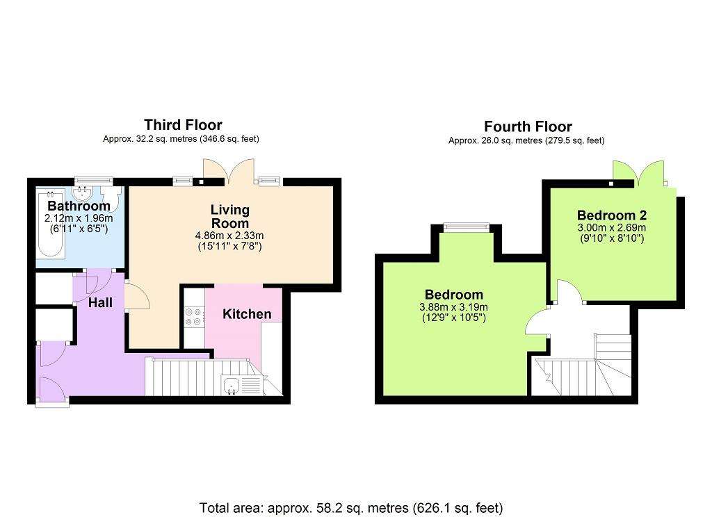 2 bedroom flat to rent - floorplan