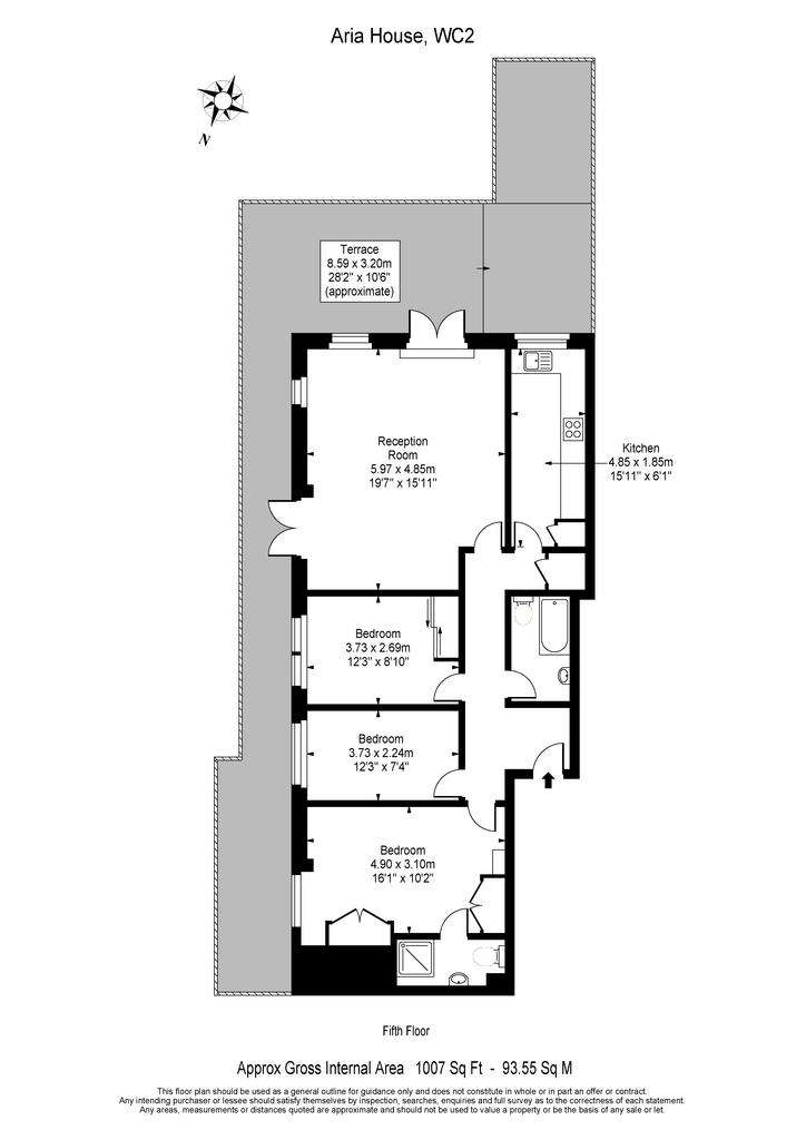 3 bedroom flat to rent - floorplan