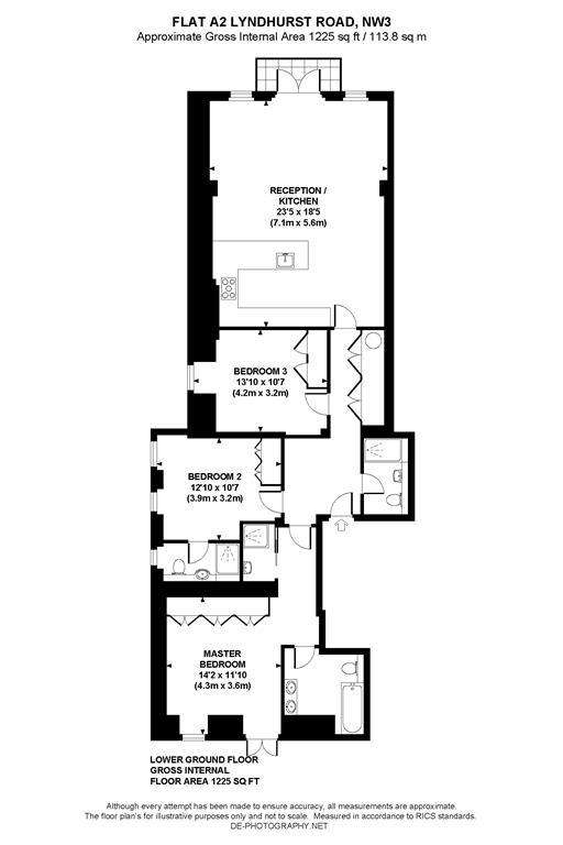 3 bedroom flat to rent - floorplan