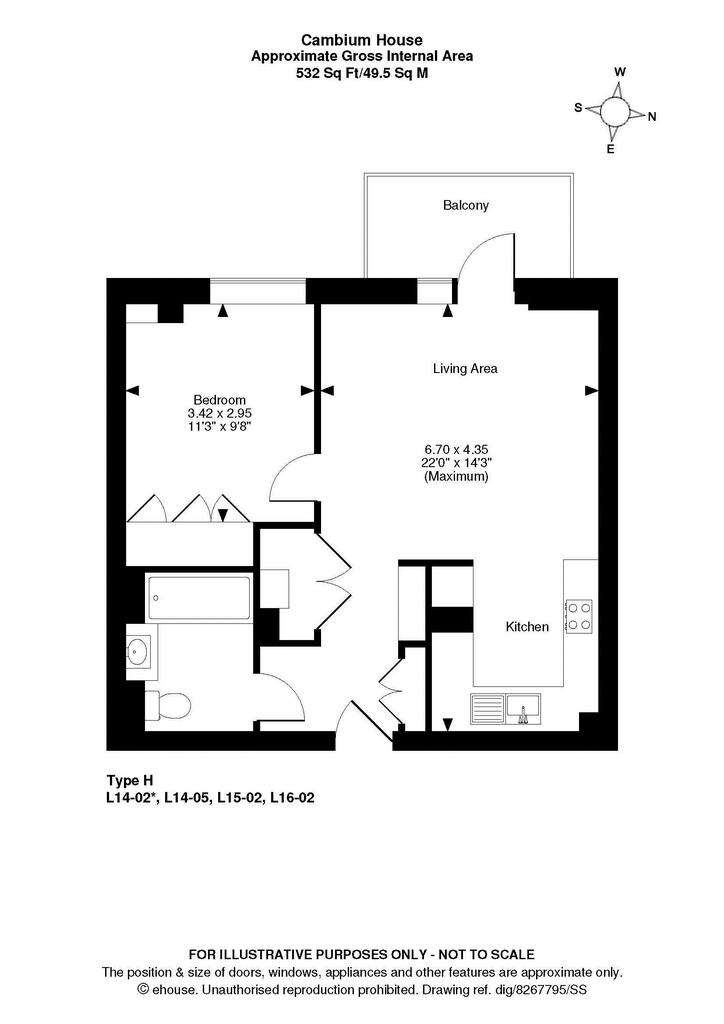 1 bedroom flat to rent - floorplan