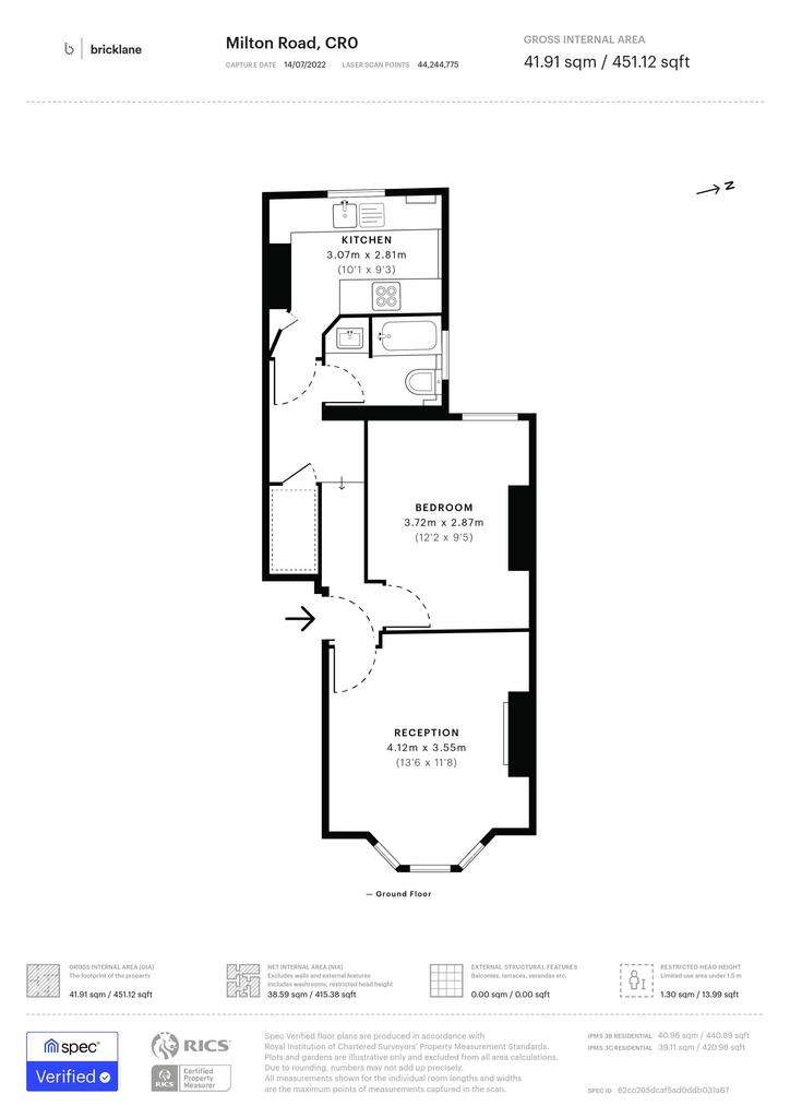 1 bedroom flat to rent - floorplan