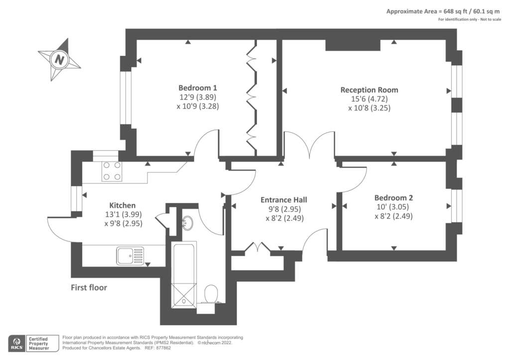 2 bedroom flat to rent - floorplan