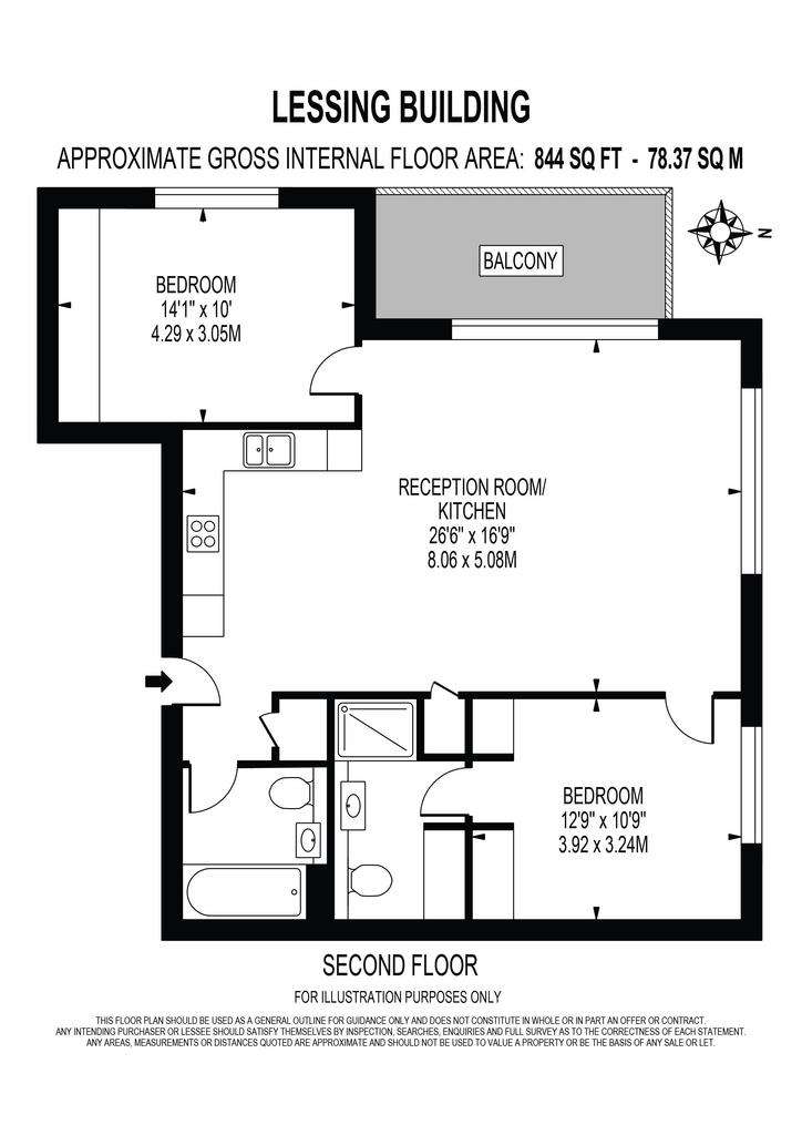 2 bedroom flat to rent - floorplan