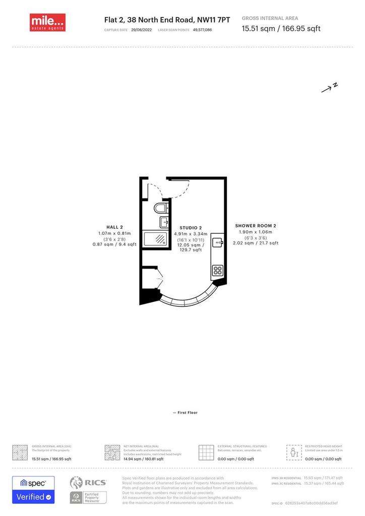 Studio flat to rent - floorplan