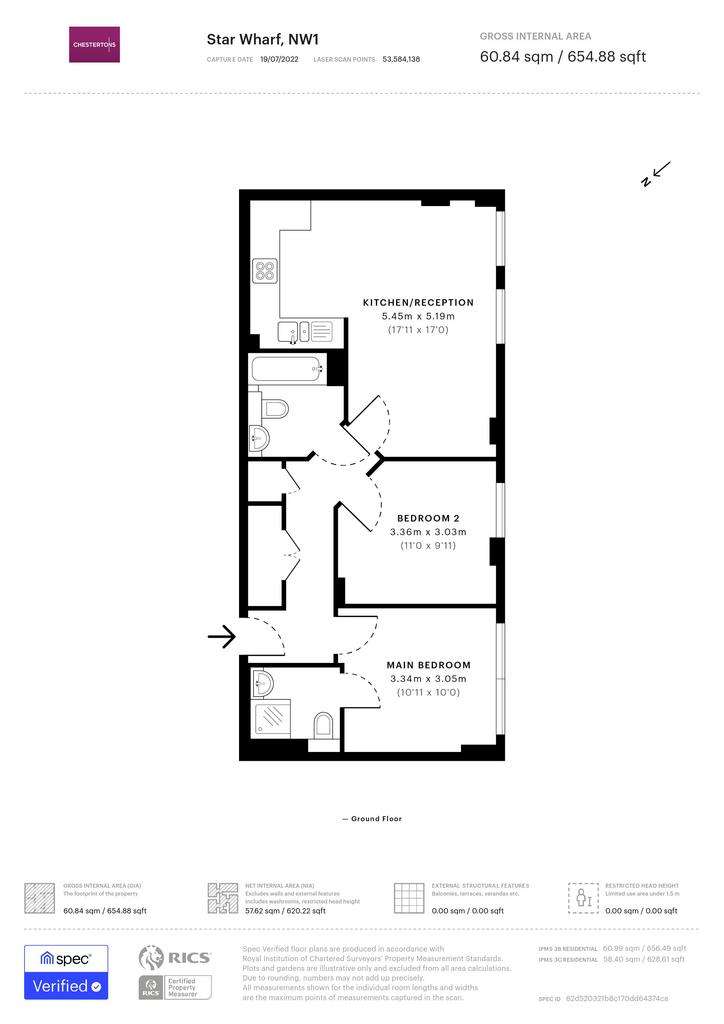 2 bedroom flat to rent - floorplan