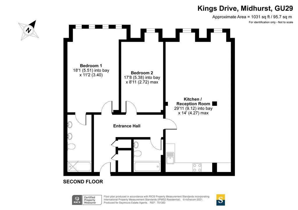 2 bedroom flat to rent - floorplan