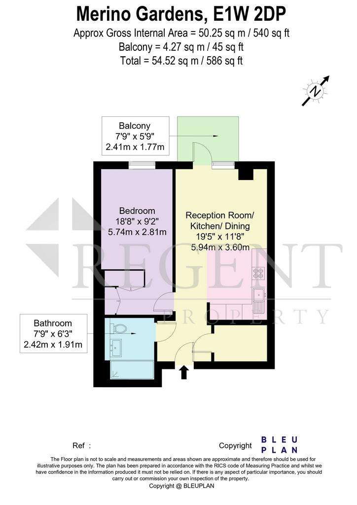 1 bedroom flat to rent - floorplan