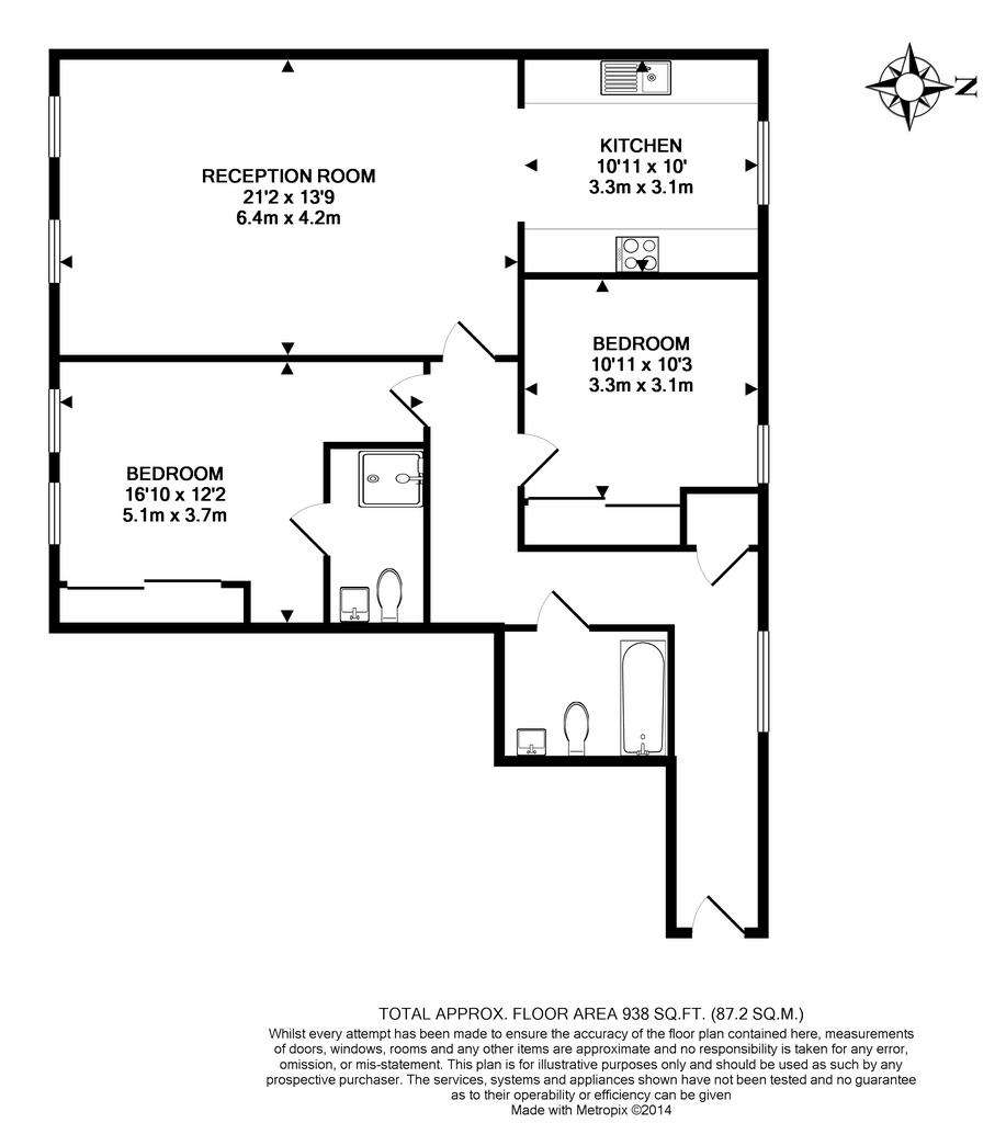 2 bedroom flat to rent - floorplan