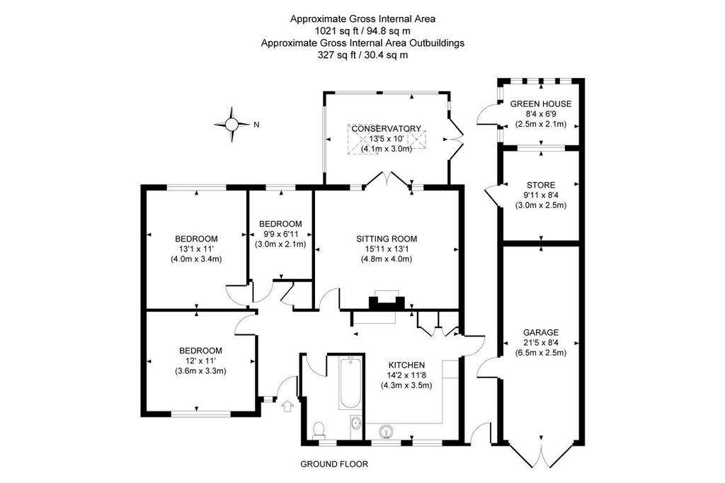 3 bedroom bungalow to rent - floorplan